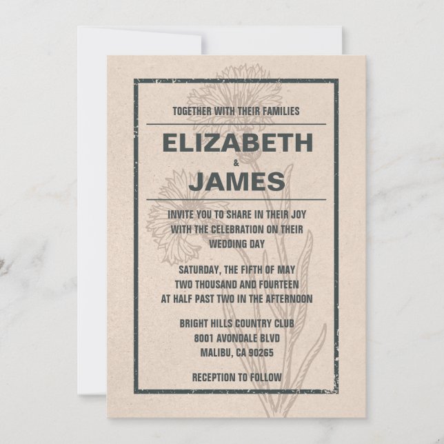 Rustic Vintage Wedding Invitations (Front)
