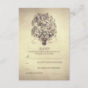 Rustic vintage wedding RSVP cards