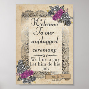 Rustic Vintage Wedding Sign Unplugged Ceremony