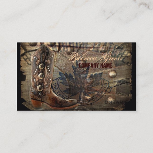 rustic vintage western country fashion cowboy business card (Front)