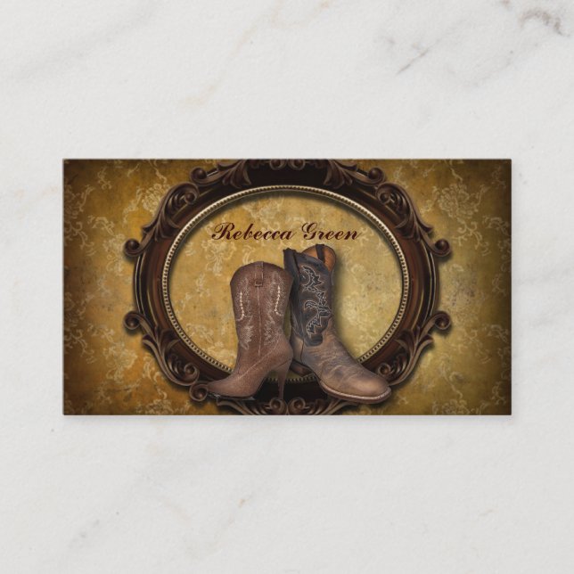 rustic vintage western country fashion cowboy business card (Front)