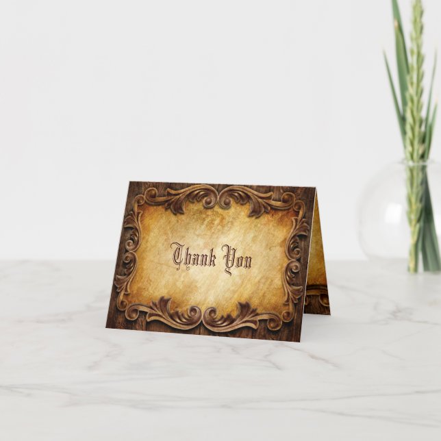 rustic vintage western country wedding thank you (Front)