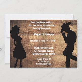 Rustic Vintage Western Couple Theme Reception Invitation