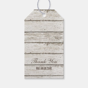 rustic vintage white barn wood barn wedding favour gift tags