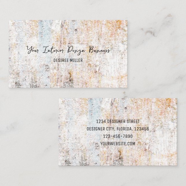 Rustic Vintage White Beige Distressed Texture Business Card (Front/Back)