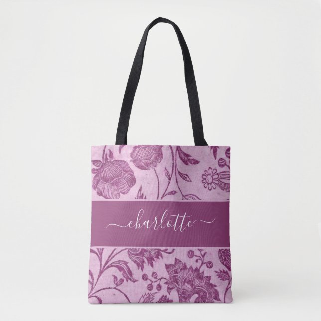 Rustic Vintage Wildflowers Floral Tote Bag (Front)