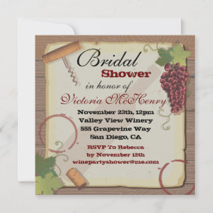 Rustic Vintage Wine Tasting Bridal Shower Invitation