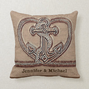 Rustic Vintage with Anchor Nautical Cushion