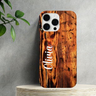 Rustic Vintage Wood & Custom Name,Minimalist iPhone 16 Pro Max Case