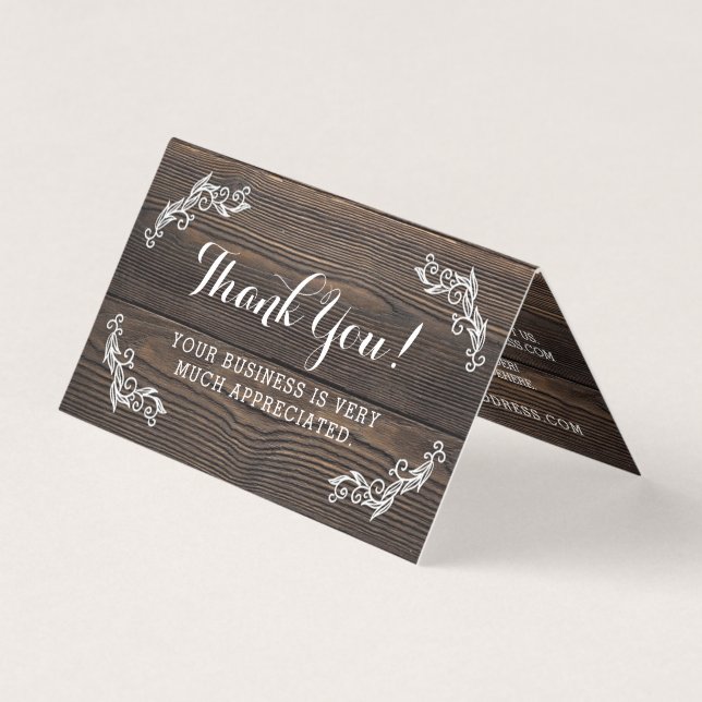 Rustic Vintage Wood Elegant Country Farm Thank You (Front)