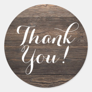 Rustic Vintage Wood Elegant Country Farm Thank You Classic Round Sticker