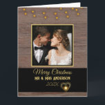 Rustic Vintage Wood plank  Mr and Mrs Christmas Card<br><div class="desc">Celebrate the season with rustic charm using this Mr. and Mrs. Christmas design. Featuring a warm wood plank background and vintage-inspired typography,  this card is perfect for couples who love a cosy farmhouse look. A great choice for newlyweds or married couples wanting to send heartfelt and rustic holiday greetings.</div>