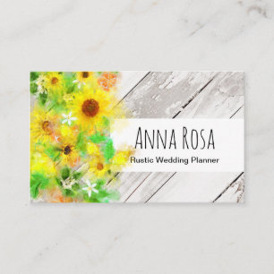 *~* Rustic Vintage Wood Sunflowers Lemons Citrus Business Card