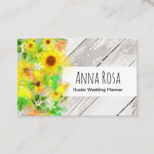 *~* Rustic Vintage Wood Sunflowers Oranges Lemons Business Card