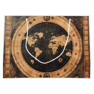 Rustic Vintage World Map Globe (4) Large Gift Bag