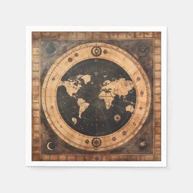 Rustic Vintage World Map Globe (4) Napkin (Front)