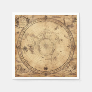 Rustic Vintage World Map Globe (4) Napkin
