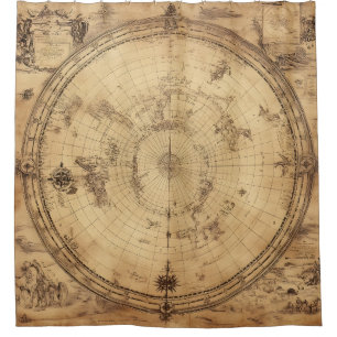 Rustic Vintage World Map Globe (4) Shower Curtain