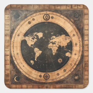 Rustic Vintage World Map Globe (4) Square Sticker