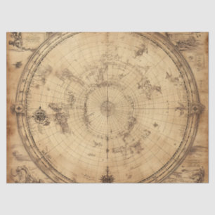 Rustic Vintage World Map Globe (4) Tissue Paper