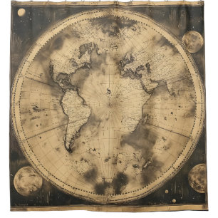 Rustic Vintage World Map Globe (5) Shower Curtain