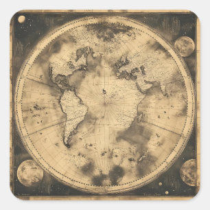 Rustic Vintage World Map Globe (5) Square Sticker