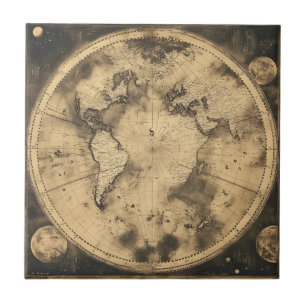 Rustic Vintage World Map Globe (5) Tile