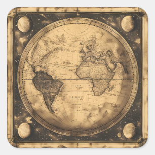 Rustic Vintage World Map Globe (6) Square Sticker