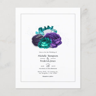 Rustic Violet and Turquoise Floral Wedding Flyer