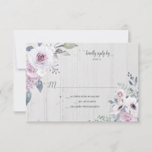 Rustic Violet Purple Lavender Roses RSVP Card
