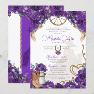 Rustic Violet Purple Western Charro Quinceañera Invitation