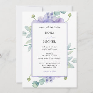 Rustic Violet Summer Wild Floral Wedding Invitation