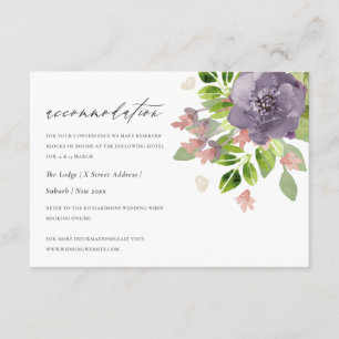 RUSTIC VIOLET WILD FLOWERS & FOLIAGE ACCOMMODATION ENCLOSURE CARD