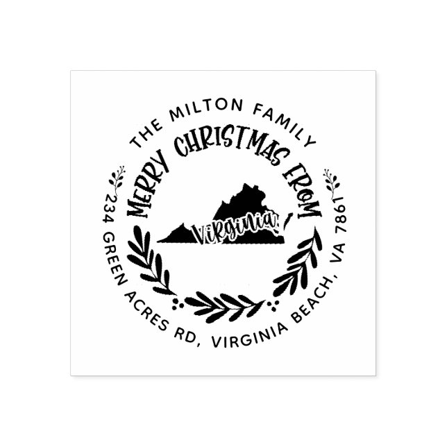 rustic virginia merry christmas return address rubber stamp (Imprint)