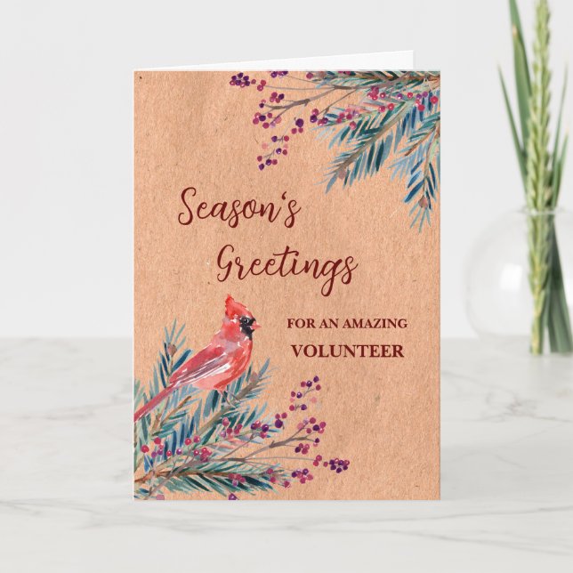 Rustic Volunteer Christmas Holiday Card (Front)