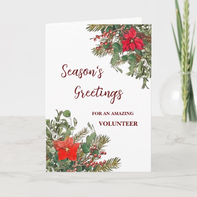 Rustic Volunteer Christmas Holiday Card (Front)
