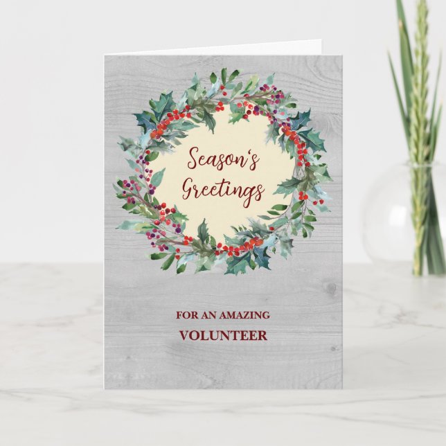 Rustic Volunteer Christmas Holiday Card (Front)