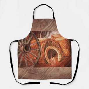 Rustic Wagon Wheel Horseshoes Western Style Apron