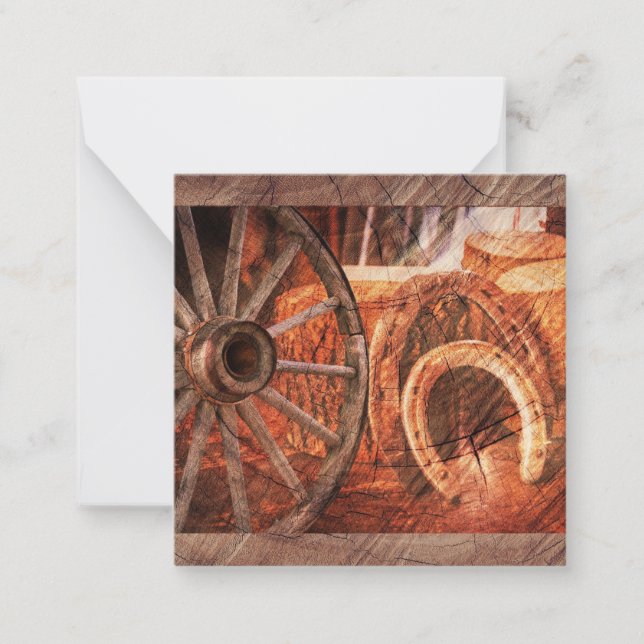 Rustic Wagon Wheel Horseshoes Western Style Card (Front)