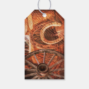 Rustic Wagon Wheel Horseshoes Western Style Gift Tags