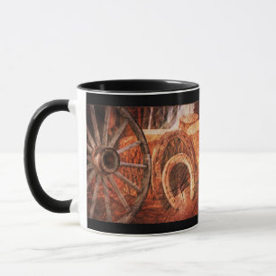Rustic Wagon Wheel Horseshoes Western Style Mug