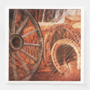 Rustic Wagon Wheel Horseshoes Western Style Napkin