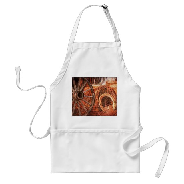 Rustic Wagon Wheel Horseshoes Western Style Standard Apron (Front)