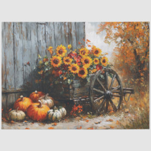 Rustic Wagon with Pumpkins and Sunflowers Tissue Paper