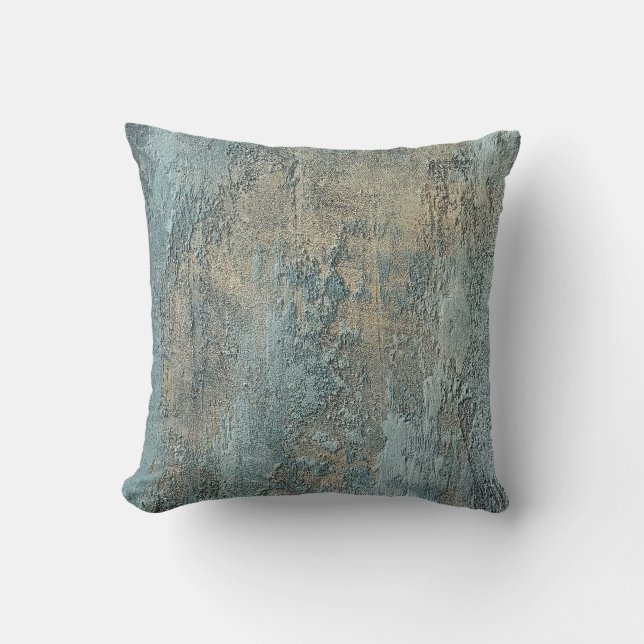 Rustic wall design blue pillow (Front)