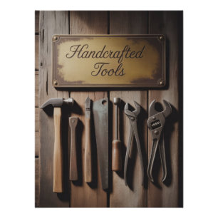 Rustic Wall of Vintage Hand Tools  Poster