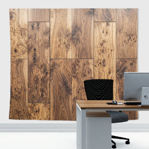 Rustic Walnut Burl Wood Panelling Wall Backdrop Tapestry