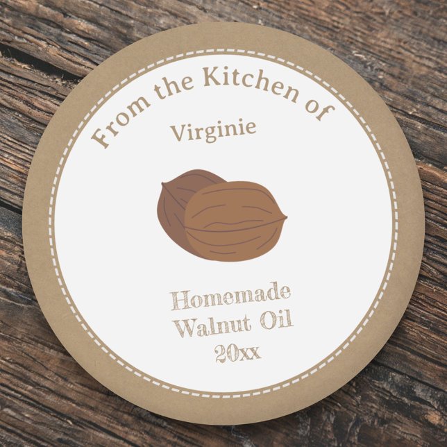 Rustic Walnut Oil Label Sticker (Rustic Walnut Oil Label Sticker)