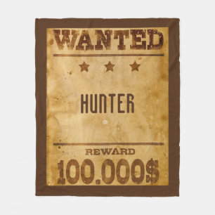 Rustic Wanted $100000 Personalised  Fleece Blanket
