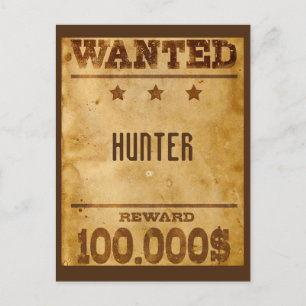 Rustic Wanted $100000 Personalised Postcard